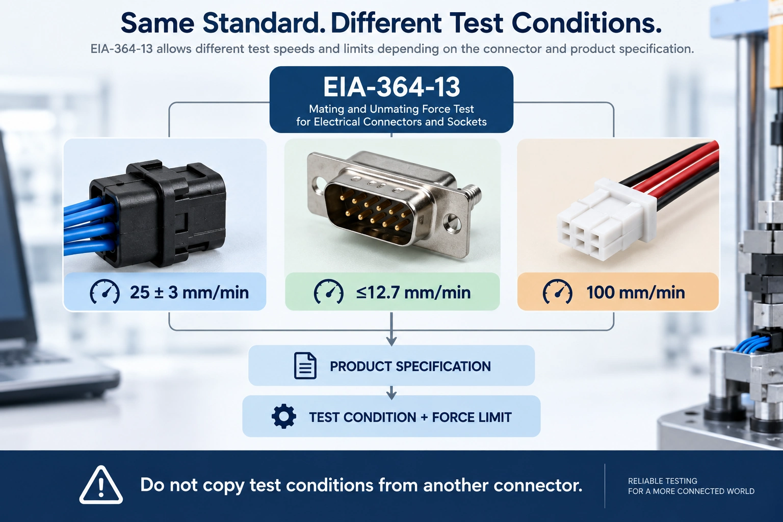 EIA-364-13 connector mating force test speed